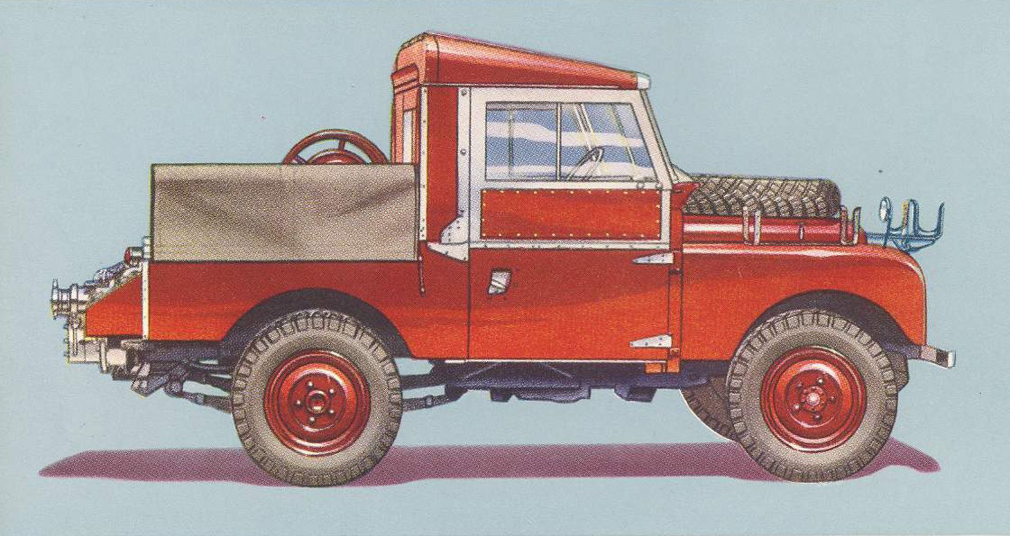 Land Rover 80" fire engine advert